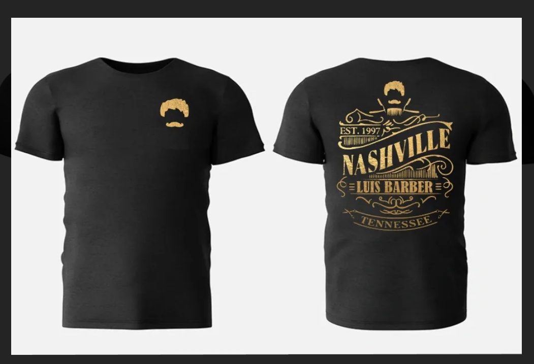 Nashville Barber Shop T-Shirt, front and back